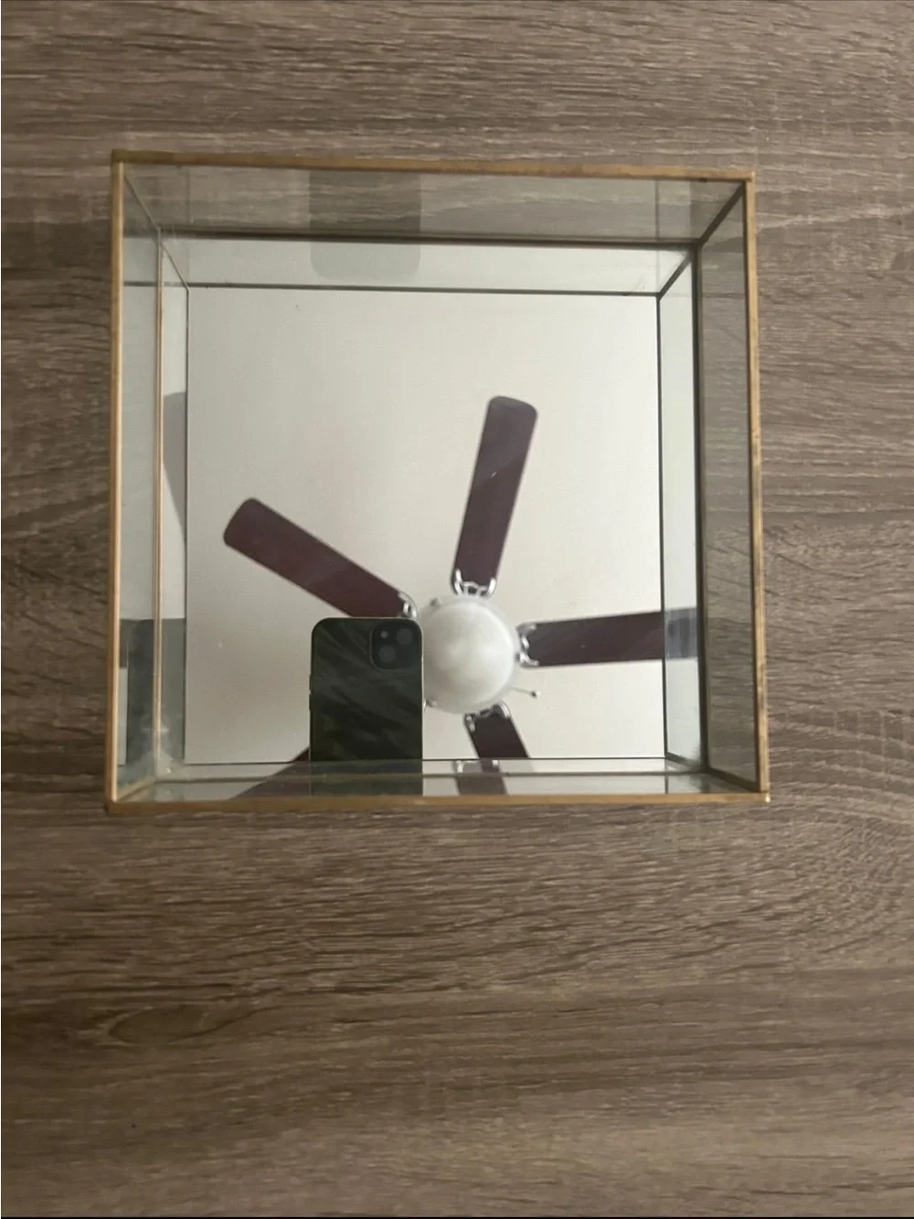 Brass-Trim Square Mirrored Accent